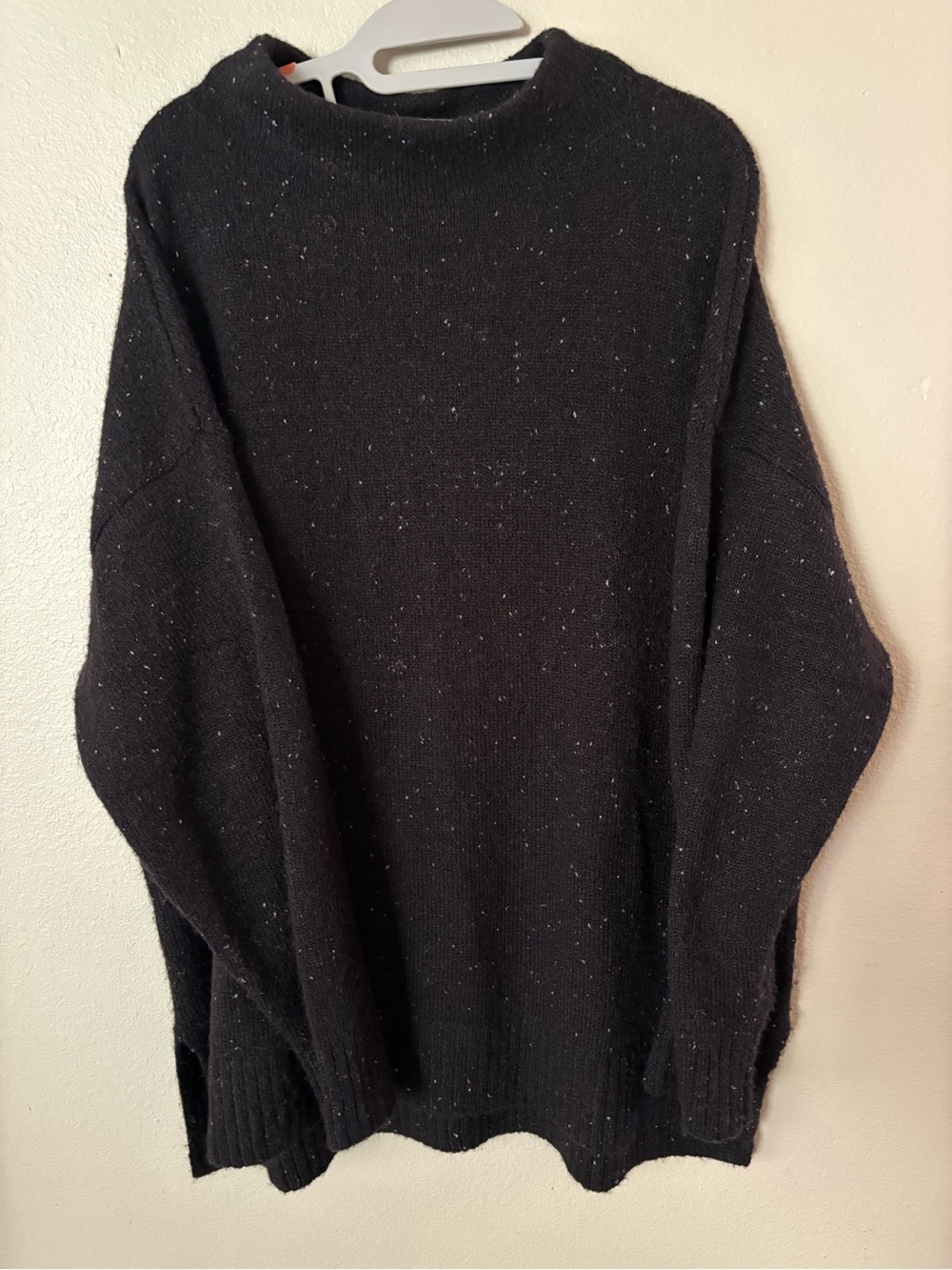 Well Worn Black Speckle Funnel Neck Sweater
